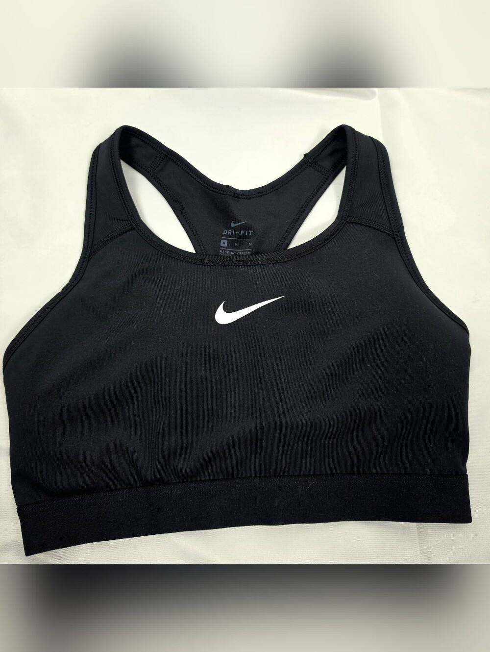 Nike Black Dri-FIT Racerback Sports Bra with White Swoosh